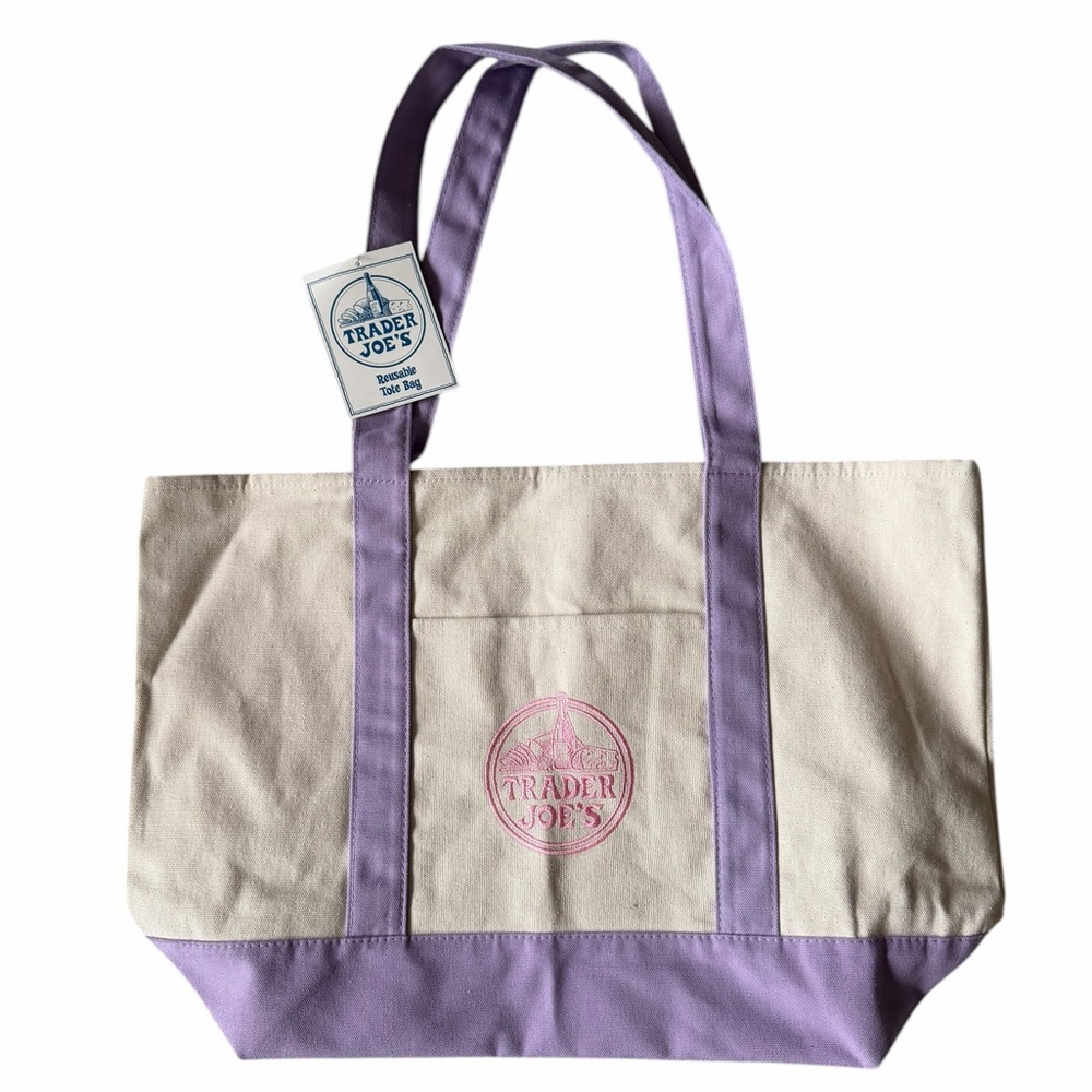 Trader Joe's Large Canvas Tote Lavender NWT Spring 2026